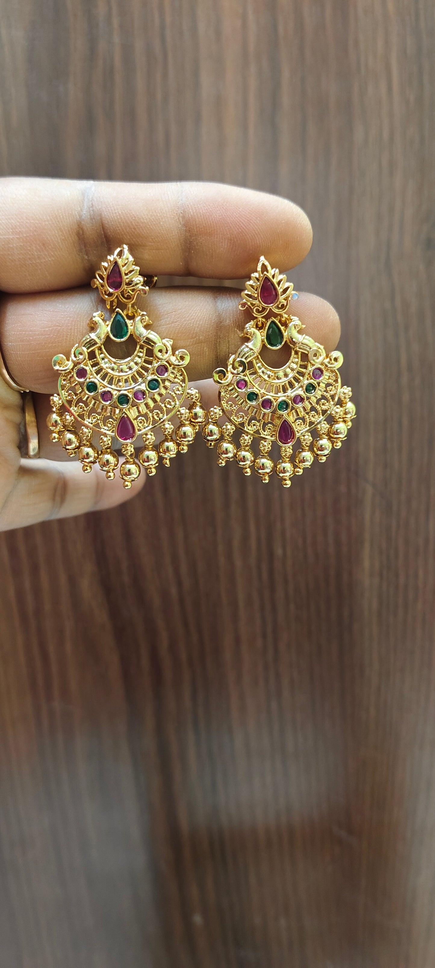 Premium gold look chandbali earrings