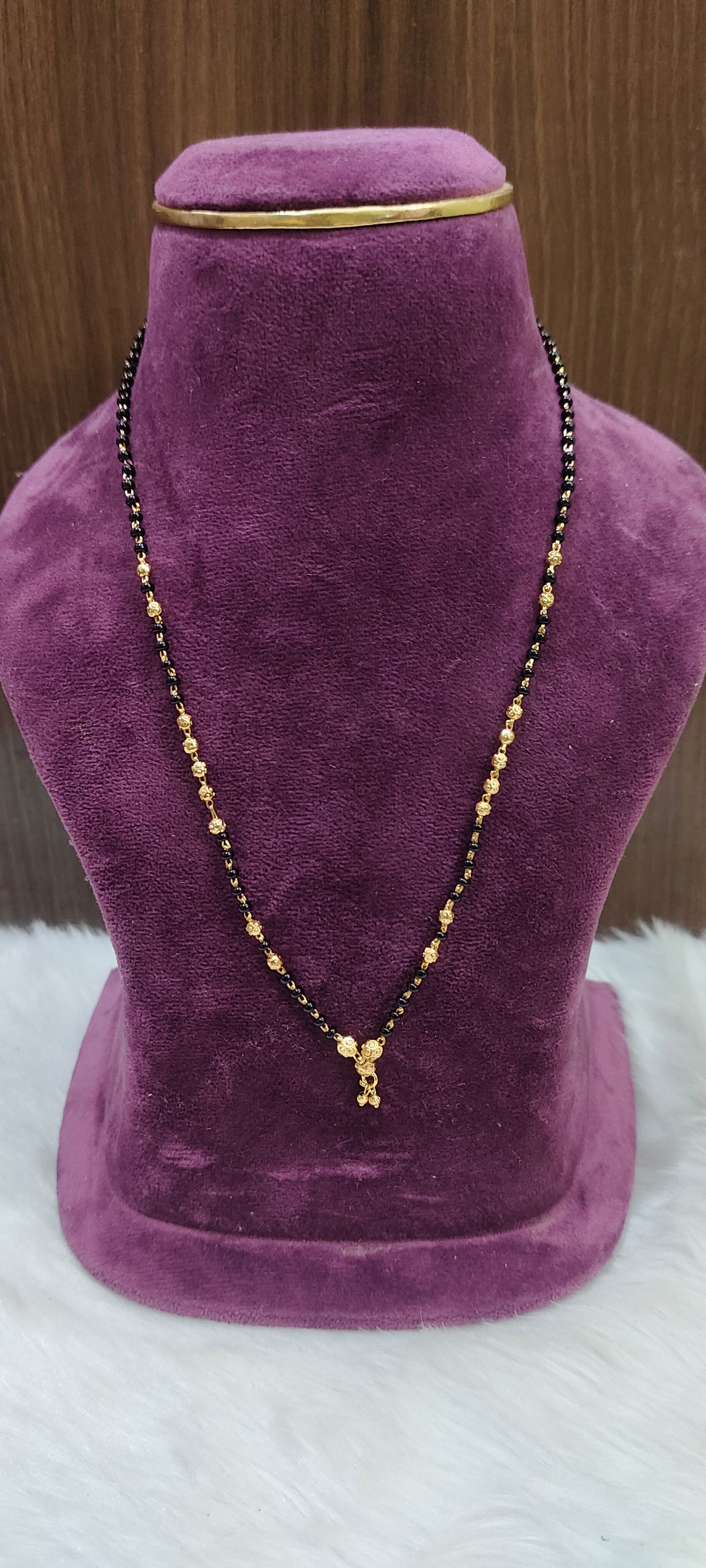 Premium micro gold plated 18 " length short black beads