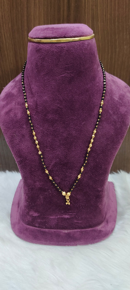 Premium micro gold plated 18 " length short black beads