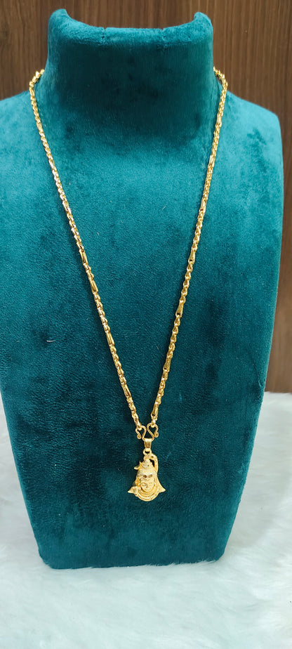 100% gold look lord siva pendant with 20" length 5+1 chain