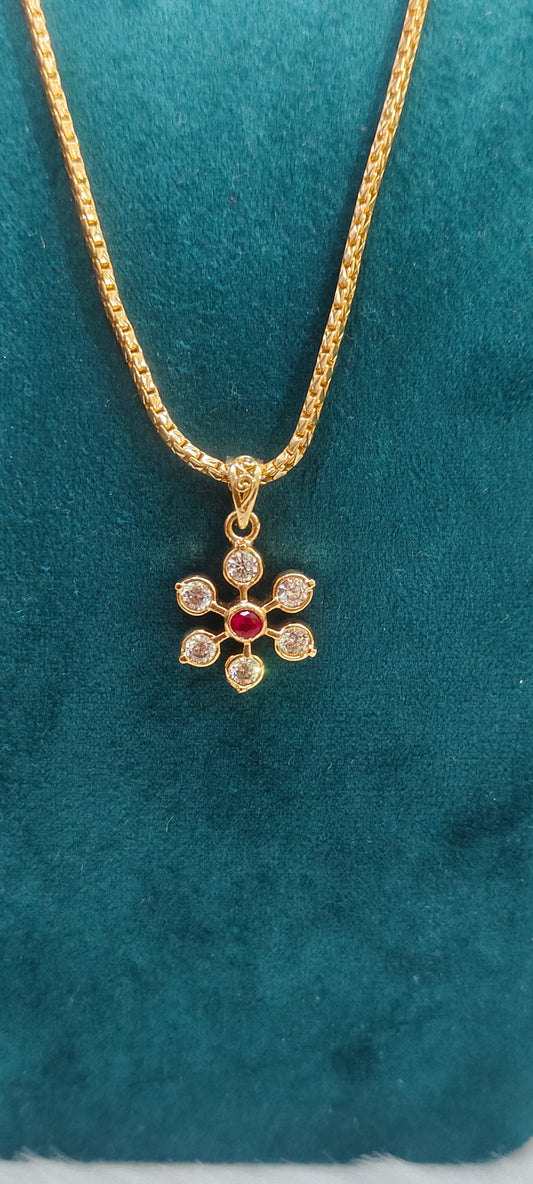 Pure panchaloham daimond look pendant chain with panchaloham studs (chain not panchaloham)