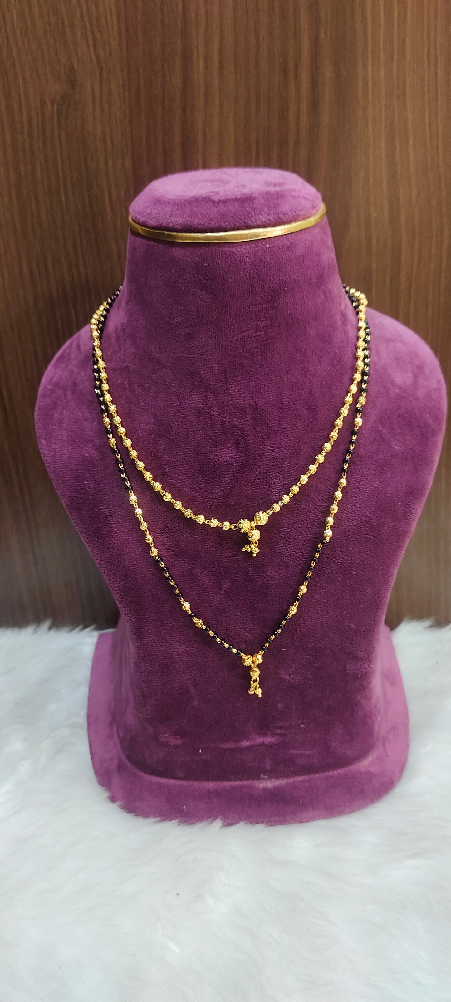 Premium micro gold 18" length black beads and 18" length dd balls chain combo