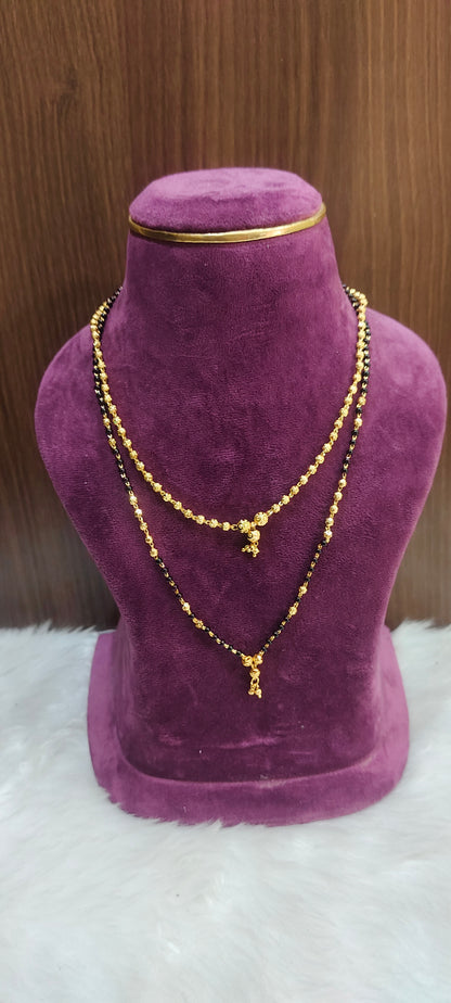 Premium micro gold 18" length black beads and 18" length dd balls chain combo