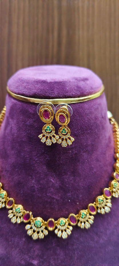 Premium antique nakshi 2 necklace set combo (back thread provided)