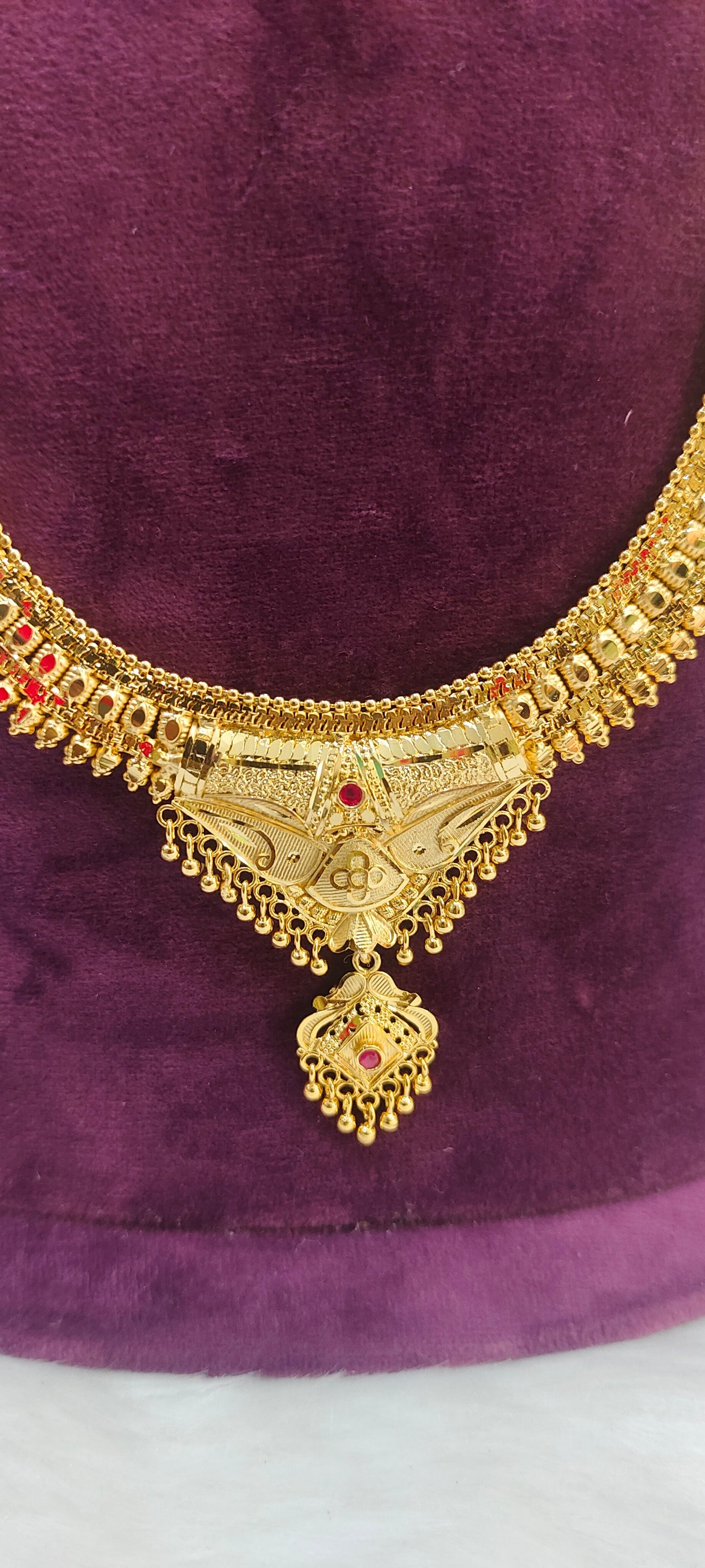 100 % gold look premium long haram set