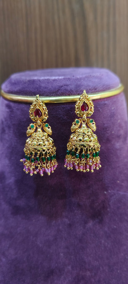 Premium micro gold plated 30" length Long haram with free jumkas