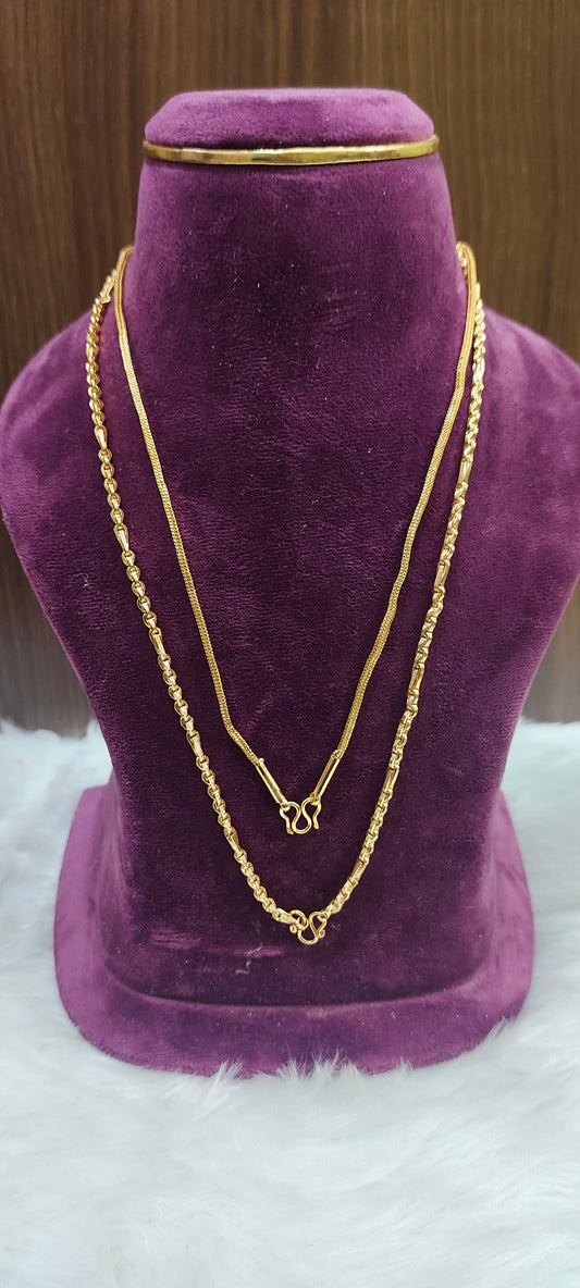 Premium micro gold plated daily wear 20" length 5 plus 1 chain and 18" length square chain