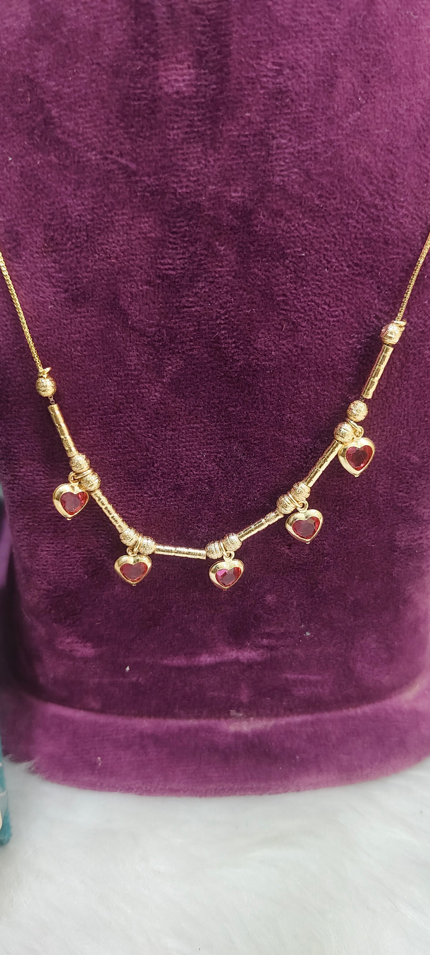 Premium micro gold plated 18" length heart chain and jumkas combo