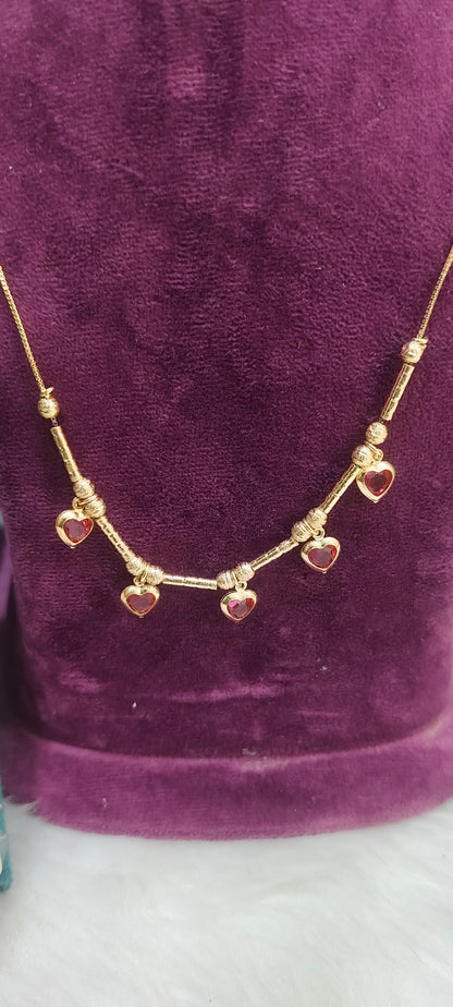 Premium micro gold plated 18" length heart chain and jumkas combo
