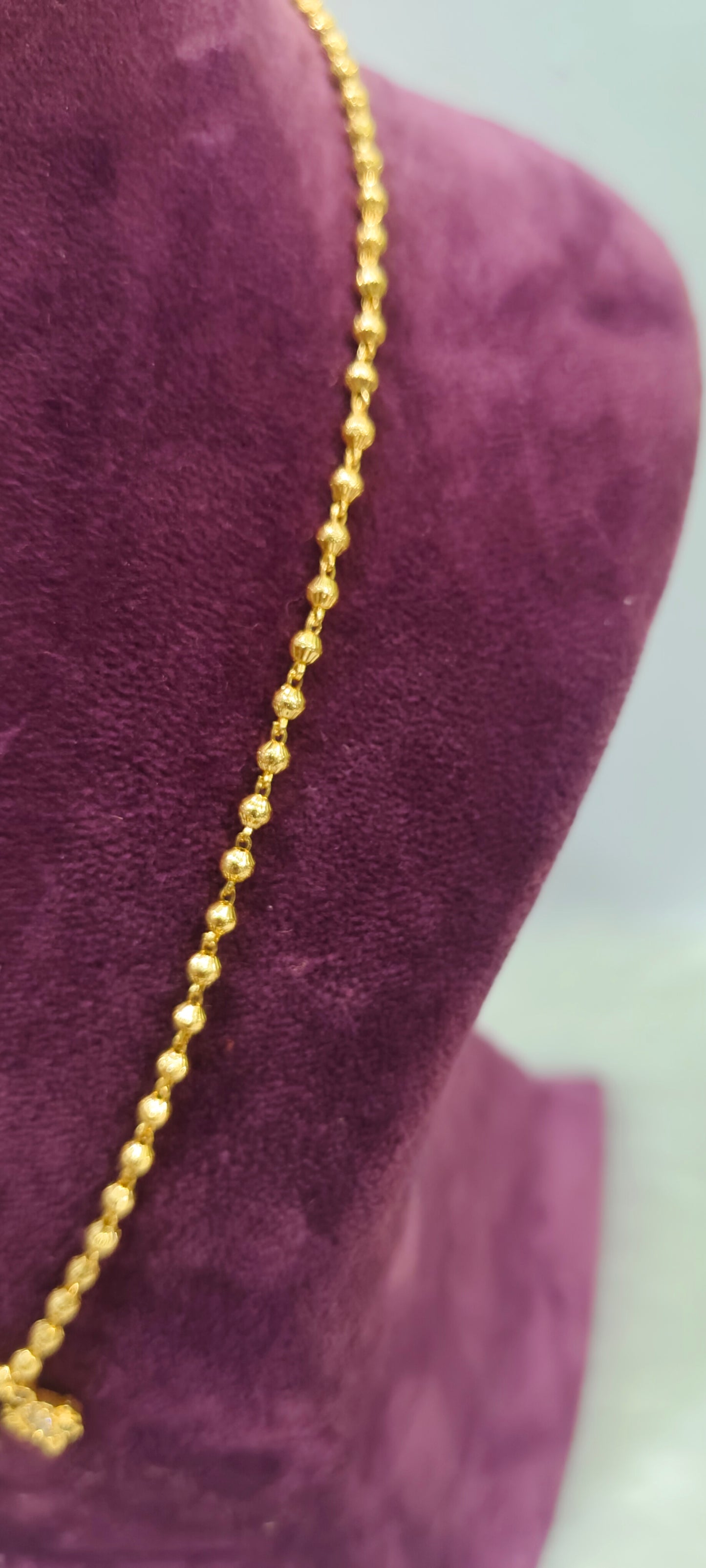 Premium micro gold plated 18" length ball chain with tirunamam shanku chakram chain
