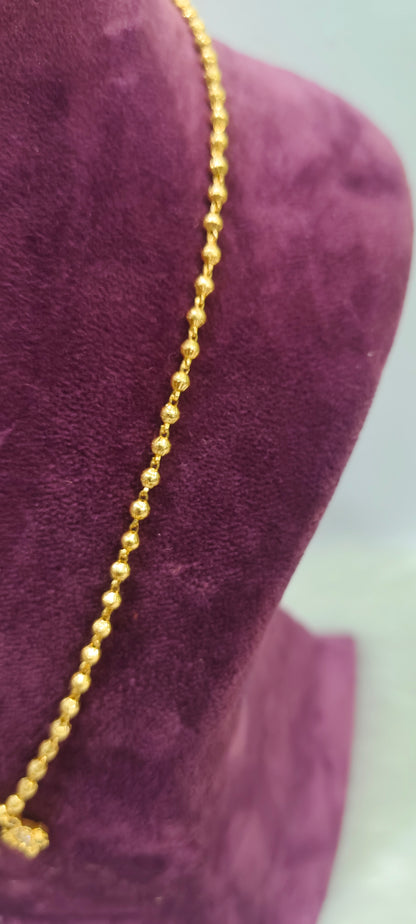 Premium micro gold plated 18" length ball chain with tirunamam shanku chakram chain