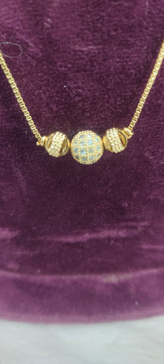 Premium micro gold plated 18" length white stone ball chain