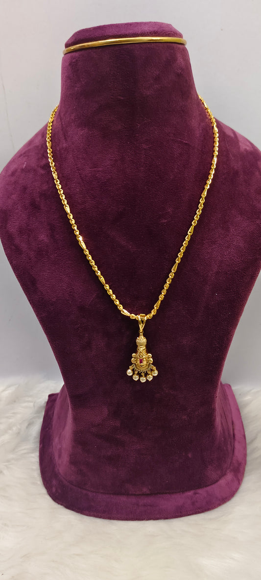 Premium micro gold plated 20" length 5 plus 1 chain with balaji pendant