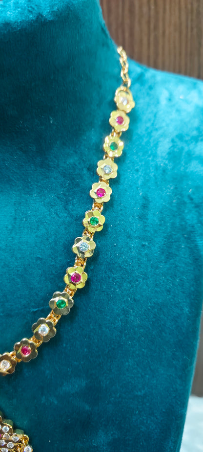 Pure panchaloham gold look jigini necklace( pendant design may slightly changes)
