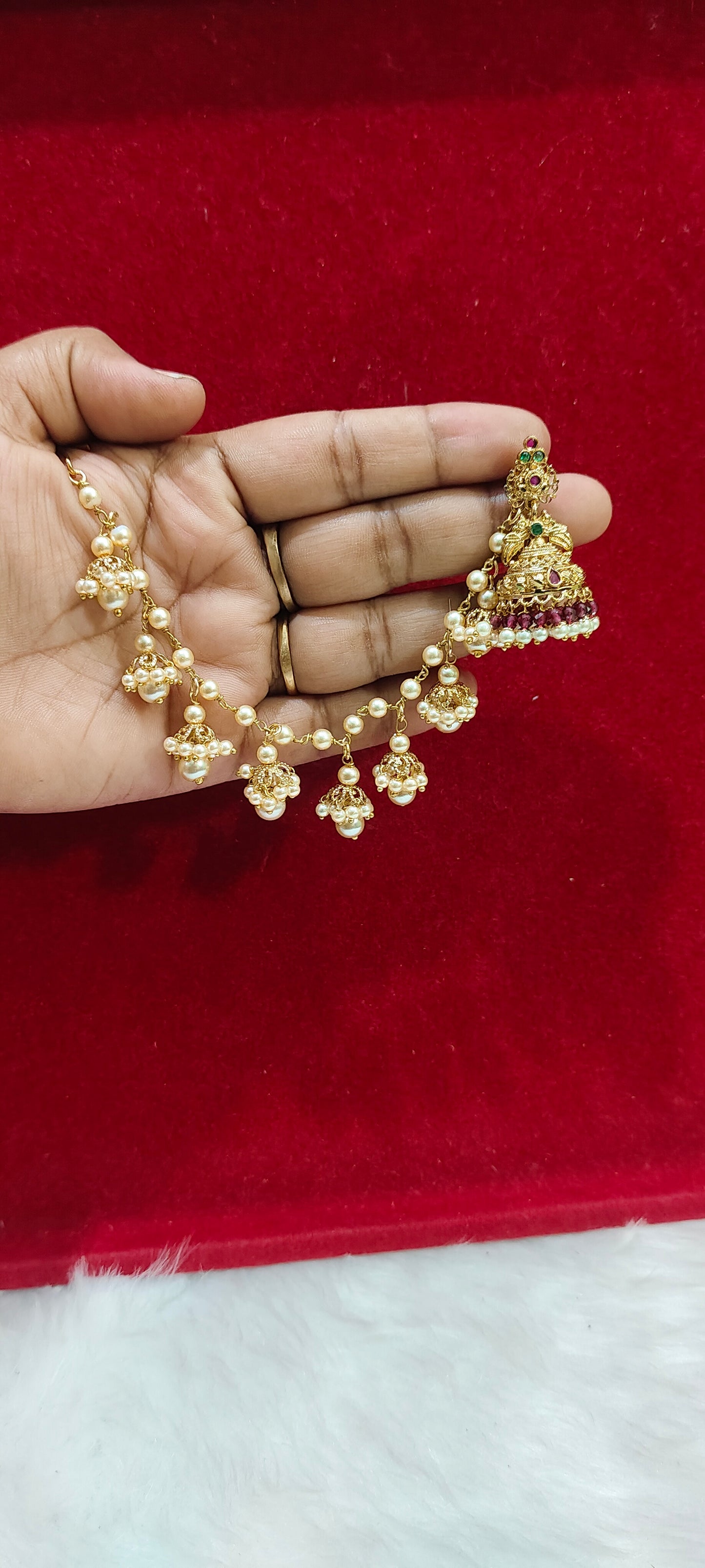 Premium nakshi cute jumkas with bahubali style earchains
