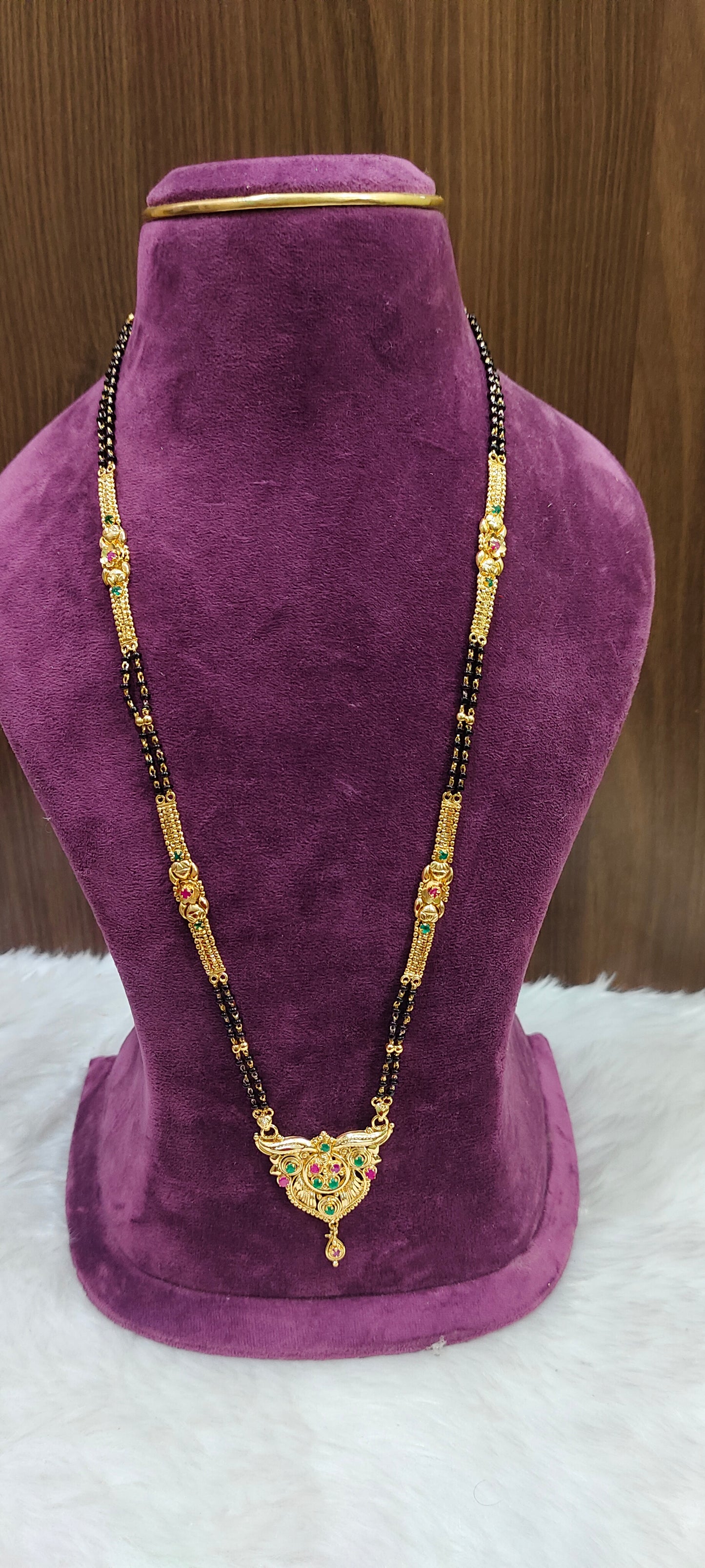 Premium micro gold plated 28" length gold look black beads