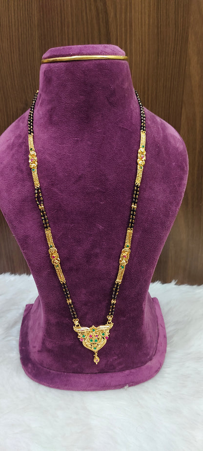 Premium micro gold plated 28" length gold look black beads