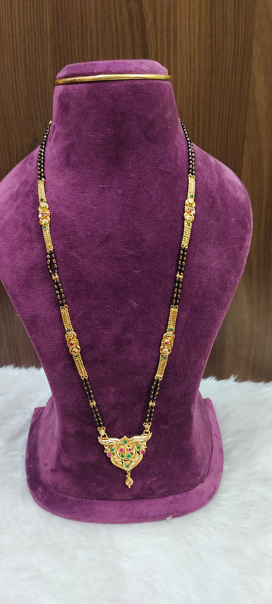 Premium micro gold plated 28" length gold look black beads