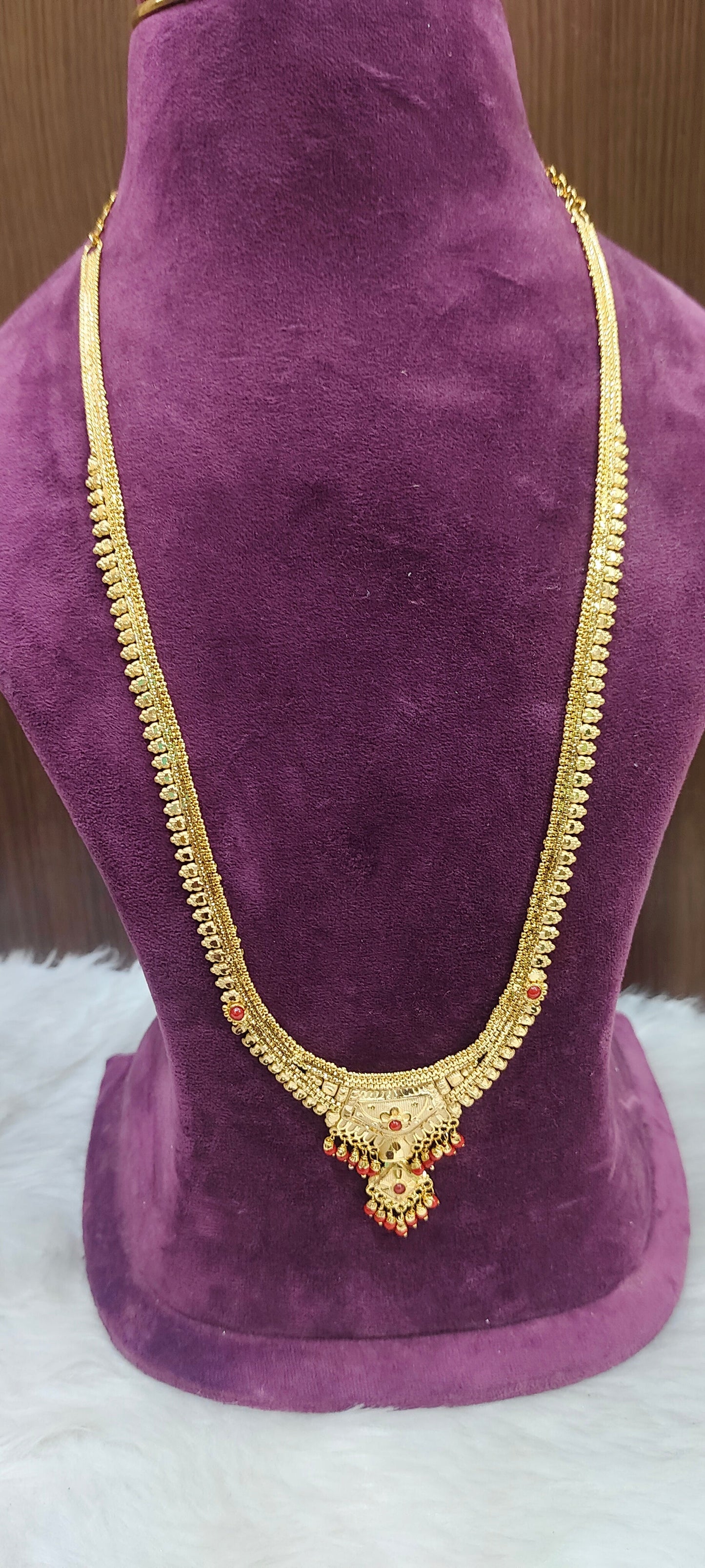 100% real gold look simple long haram with earrings