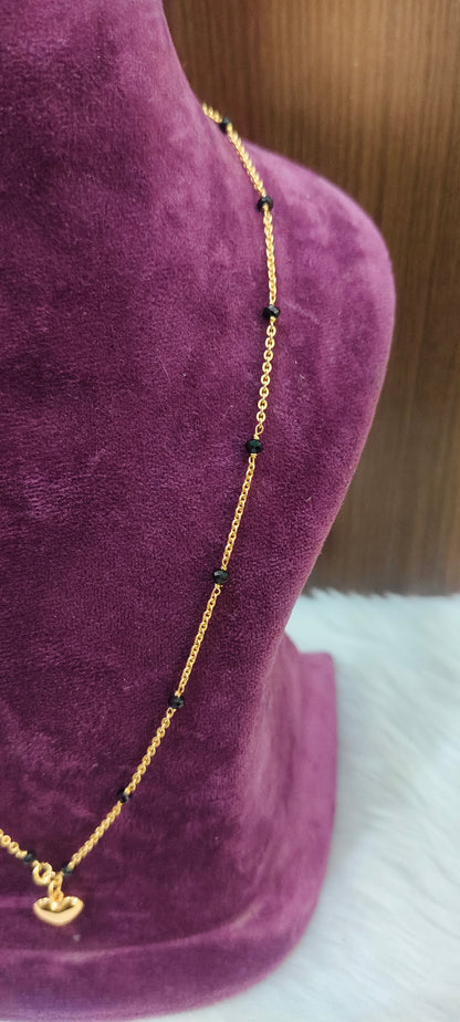 Premium micro gold plated 18 length black beads with heart pendant ( pendant detachable)
