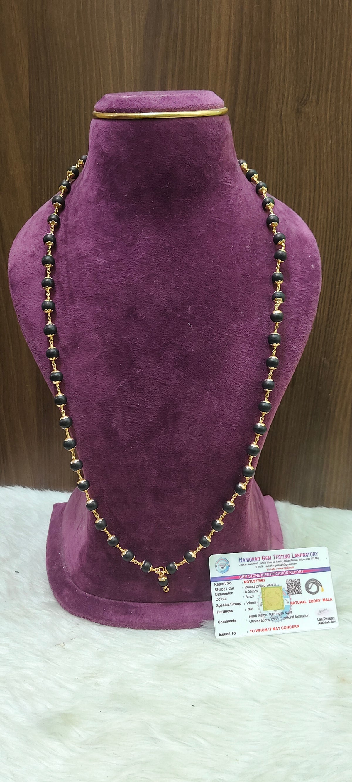 Original 8 mm karungali mala with panchaloham caping