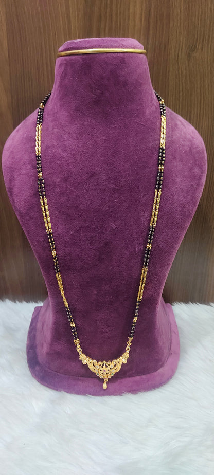 Premium micro gold plated real gold look 28" length long black beads