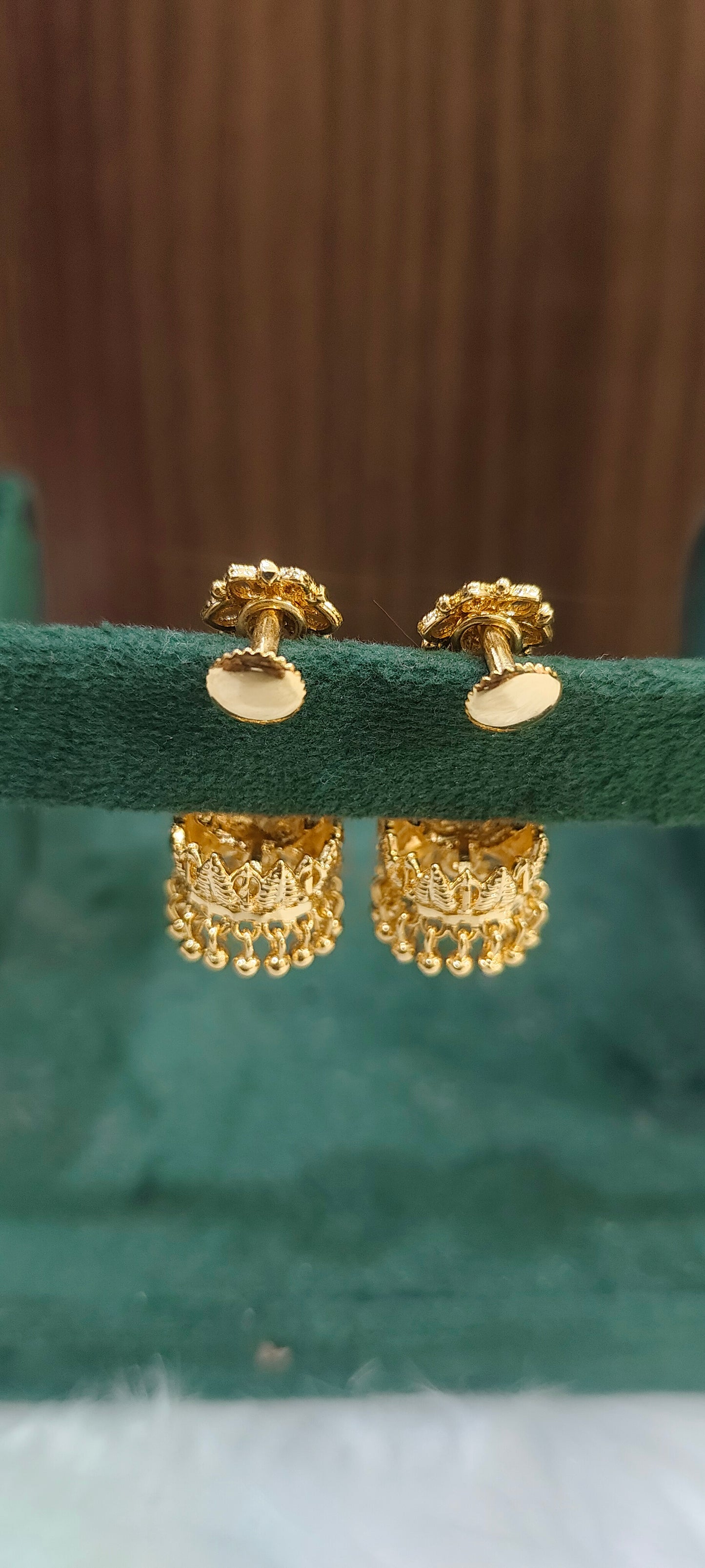 Premium micro gold plated Lakshmi Devi jumkas