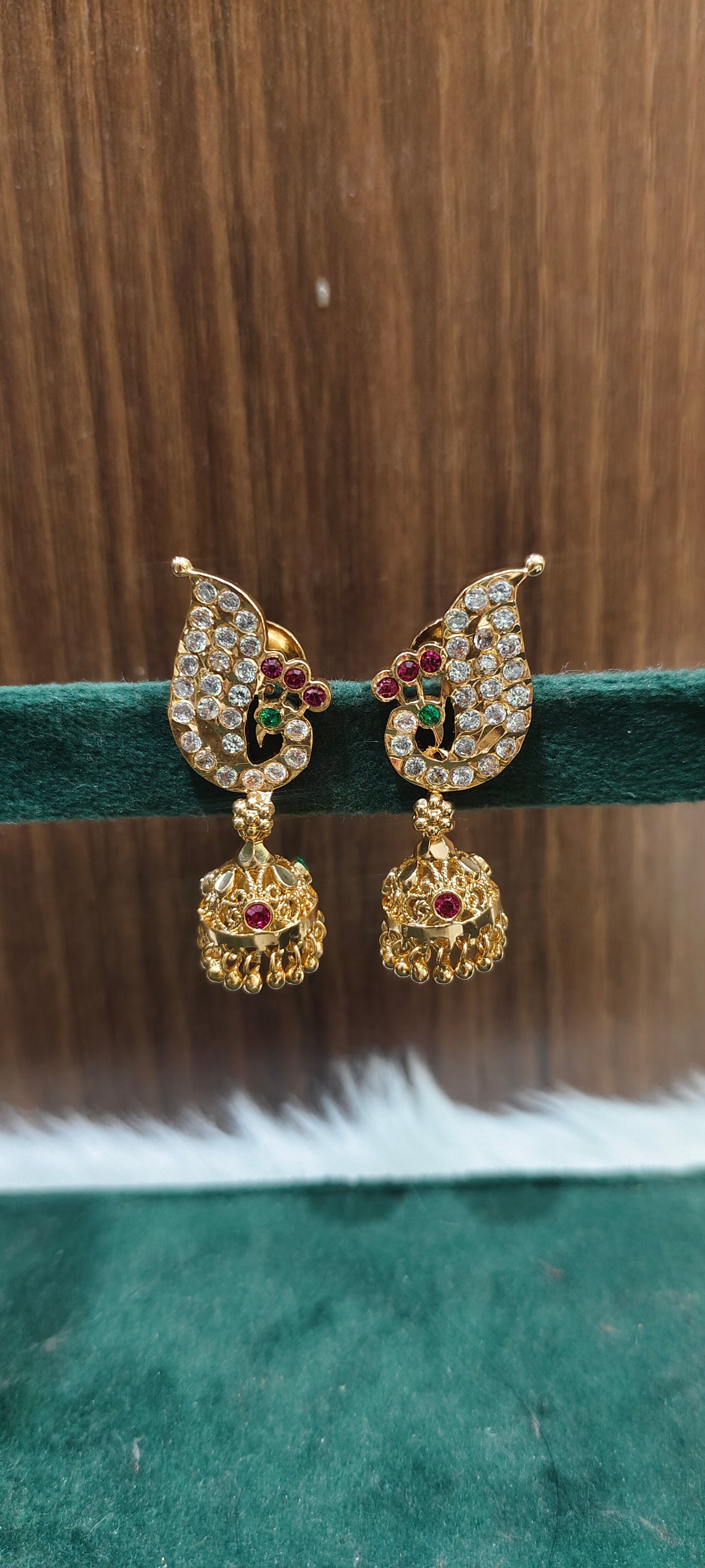 Pure panchaloham unique style peacock jumkas