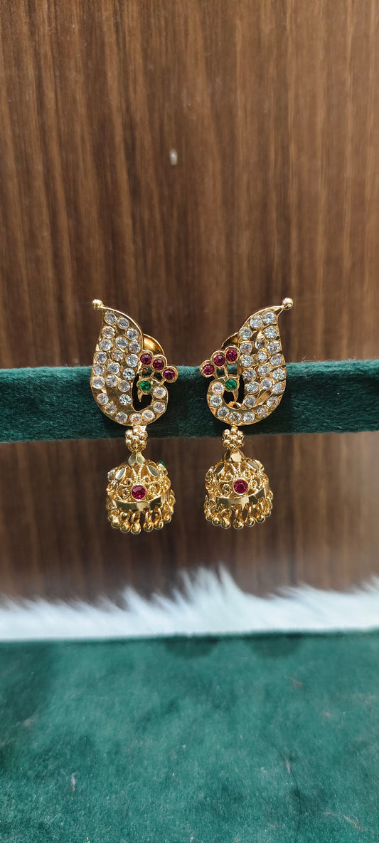 Pure panchaloham unique style peacock jumkas