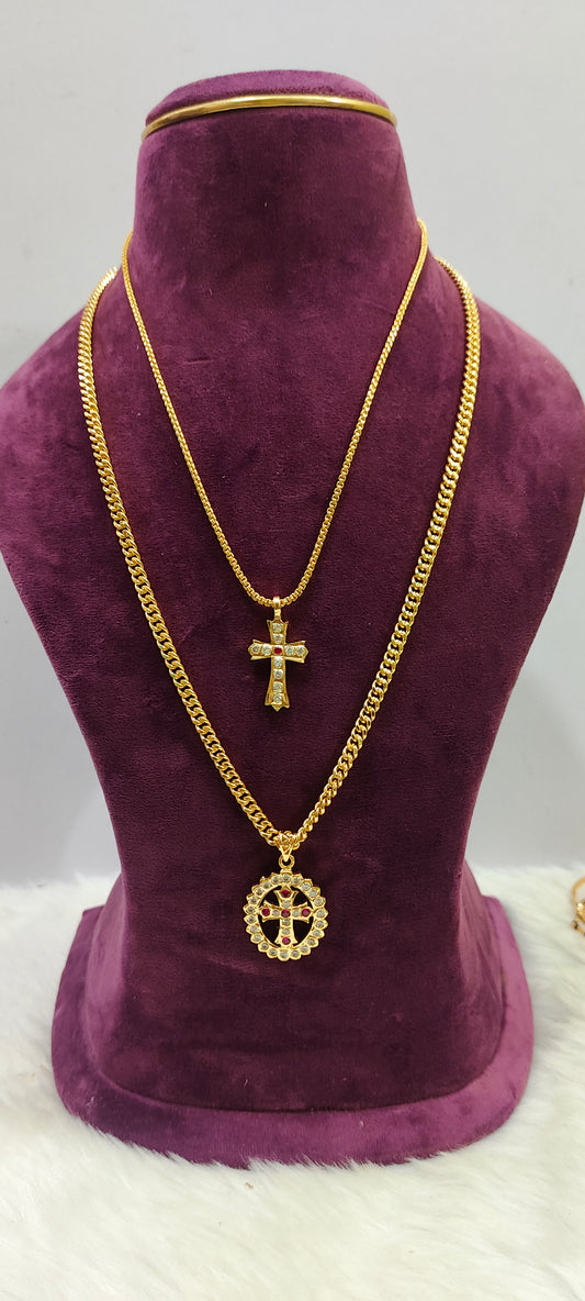 Pure panchaloham pendant with micro gold plated chain mens 24" length ladies 18" length combo (only pendent panchaloham)