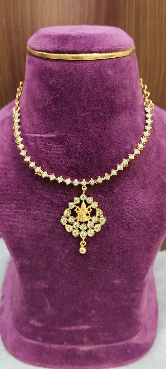 Pure panchaloham dimond look necklace set