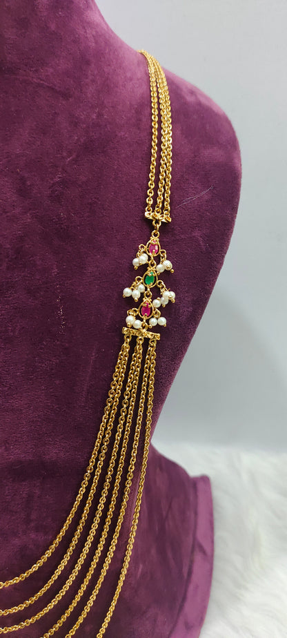 Premium nakshi 32" length step Chandraharam with earrings