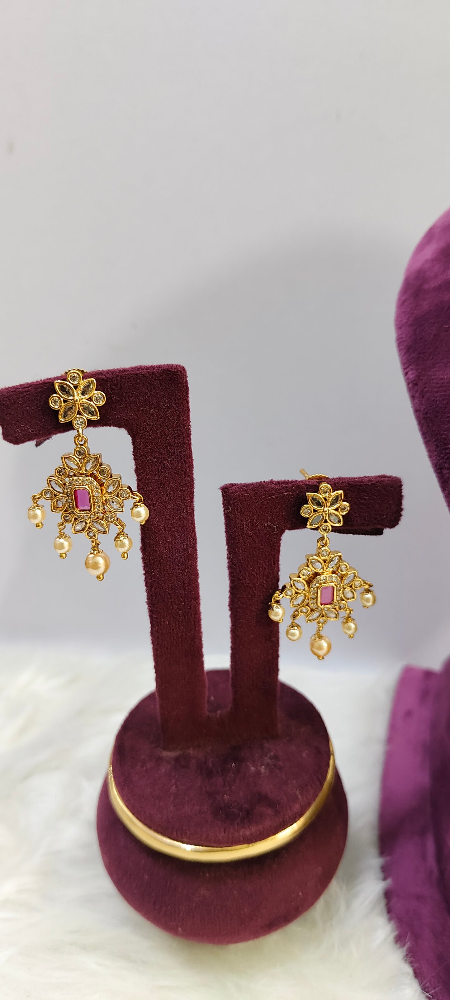 Premium nakshi polki stone necklace set