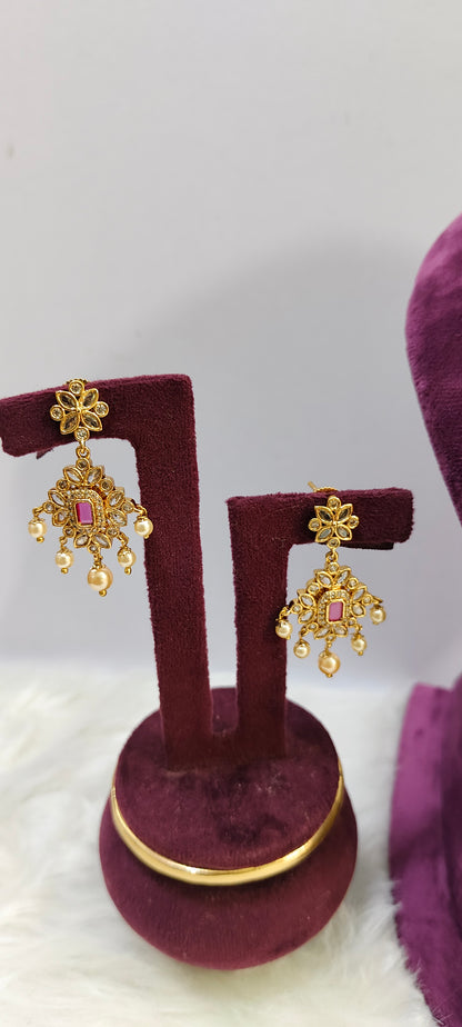 Premium nakshi polki stone necklace set