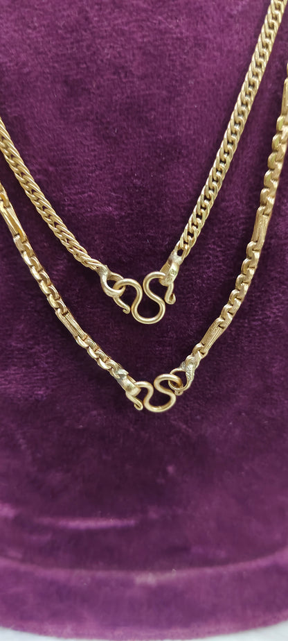 Pure panchaloham unpolished 18" length 2 chain combo