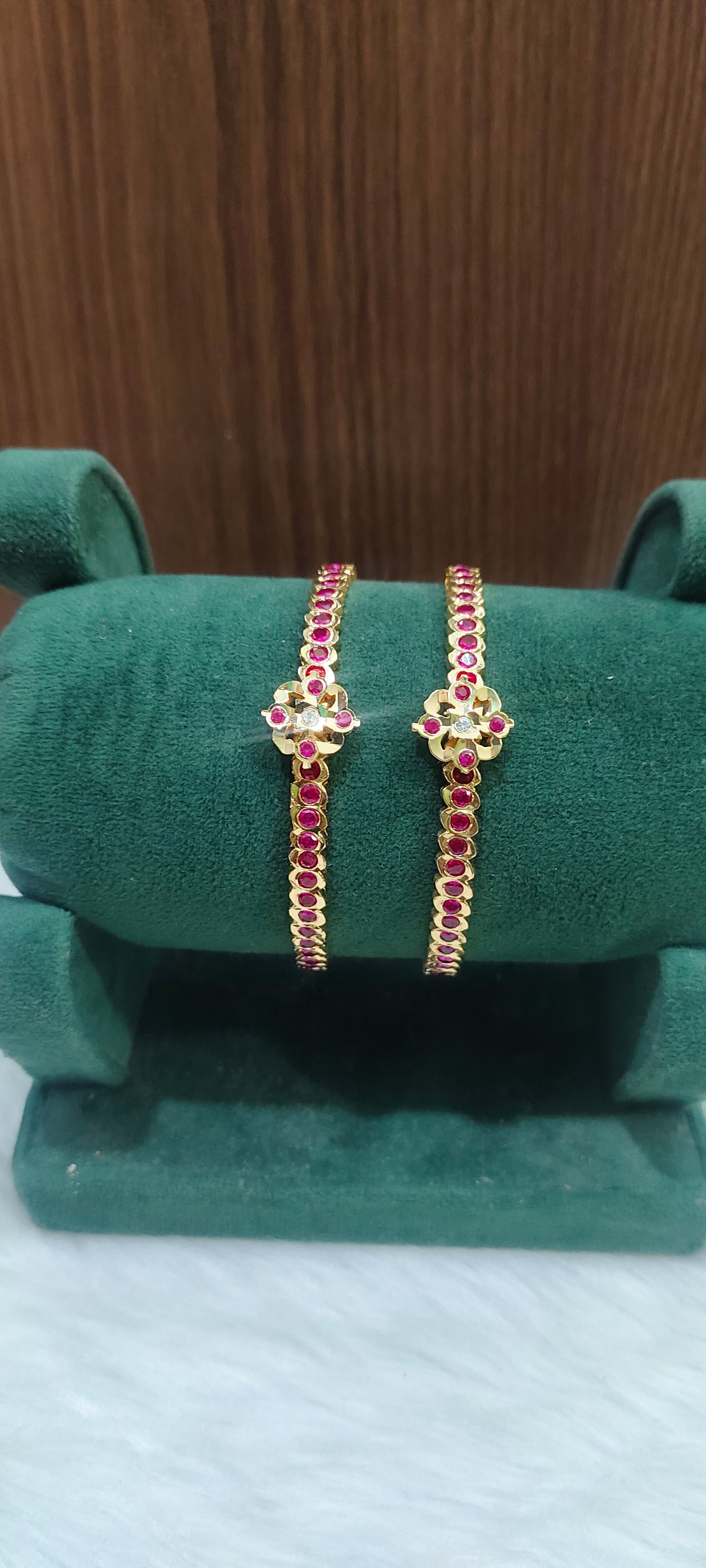 Pure panchaloham ruby colour 2 kada bangles