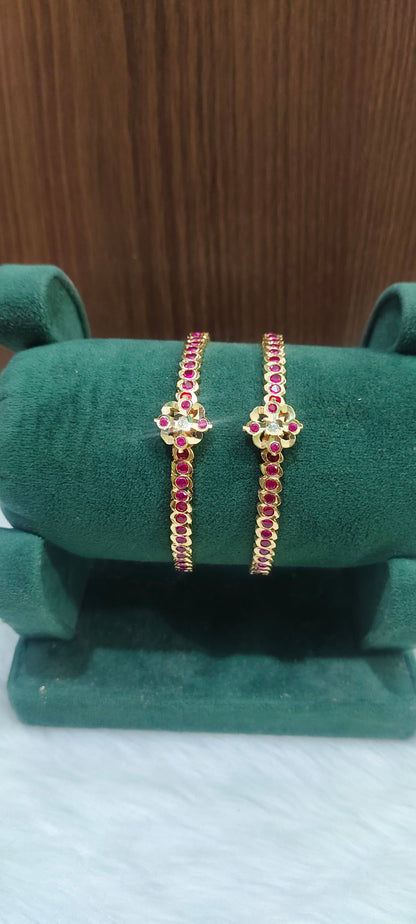 Pure panchaloham ruby colour 2 kada bangles