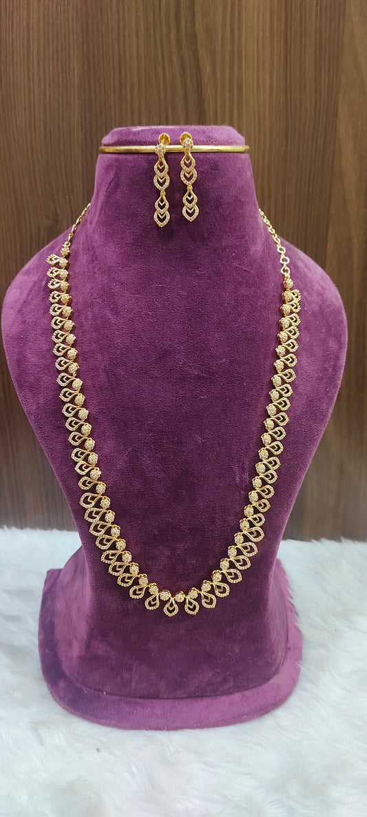 Premium dimond look long haram with earrings