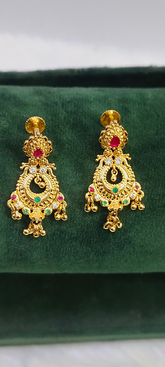 Gold look chand Bali earrings