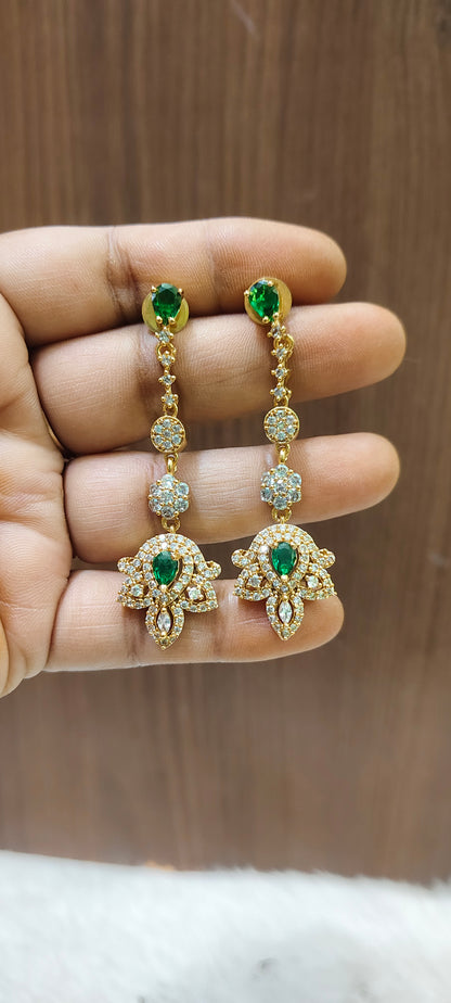 Trendy classy lengthy cz earrings