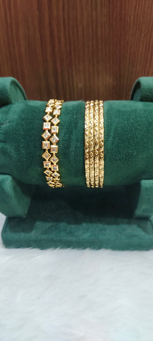 Pure panchaloham polished 2 bangles and unpolished 4 bangles combo