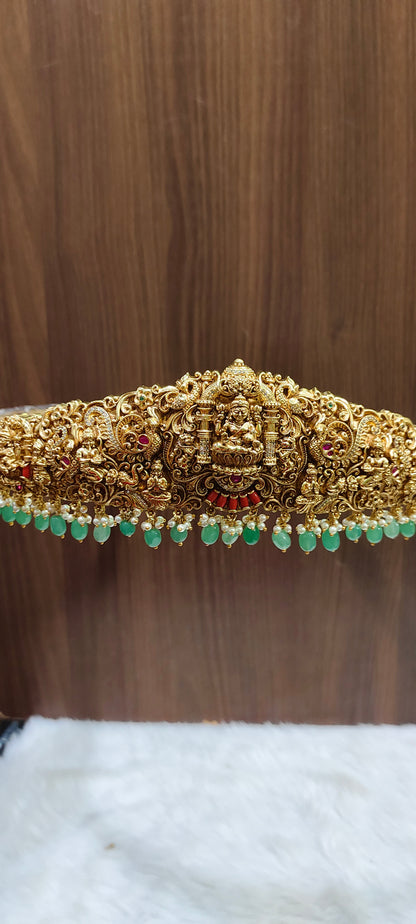 High premium nakshi bridel vaddam with koral and green beads
