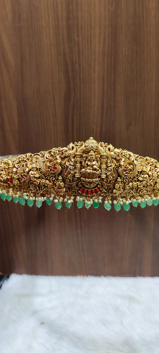 High premium nakshi bridel vaddam with koral and green beads