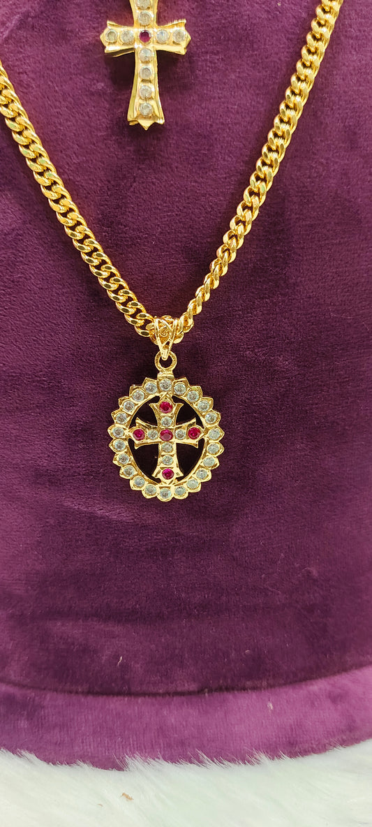Pure panchaloham pendant with micro gold plated chain mens 24" length ladies 18" length combo (only pendent panchaloham)