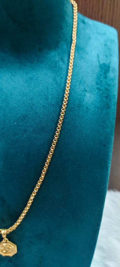Premium micro gold 18" bharthi chain with om locket