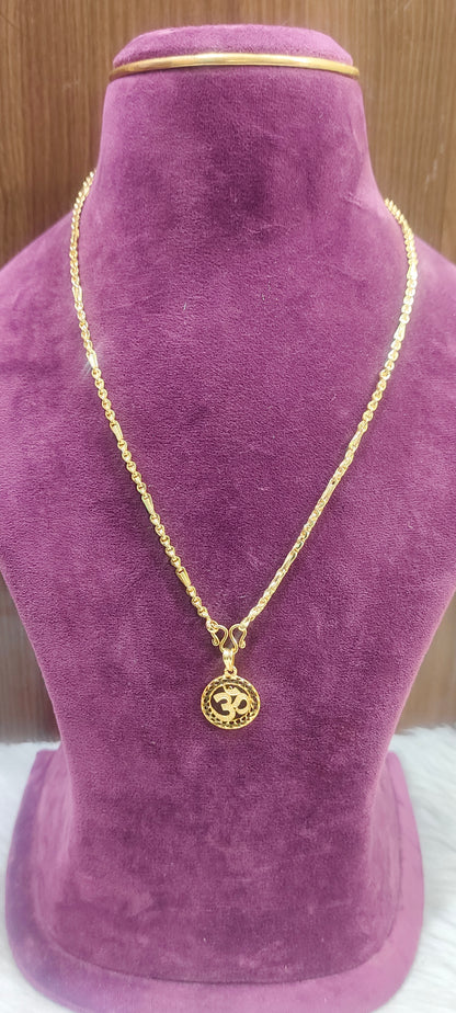 Premium micro gold plated 20" 5+1 Chain will om pendant chain