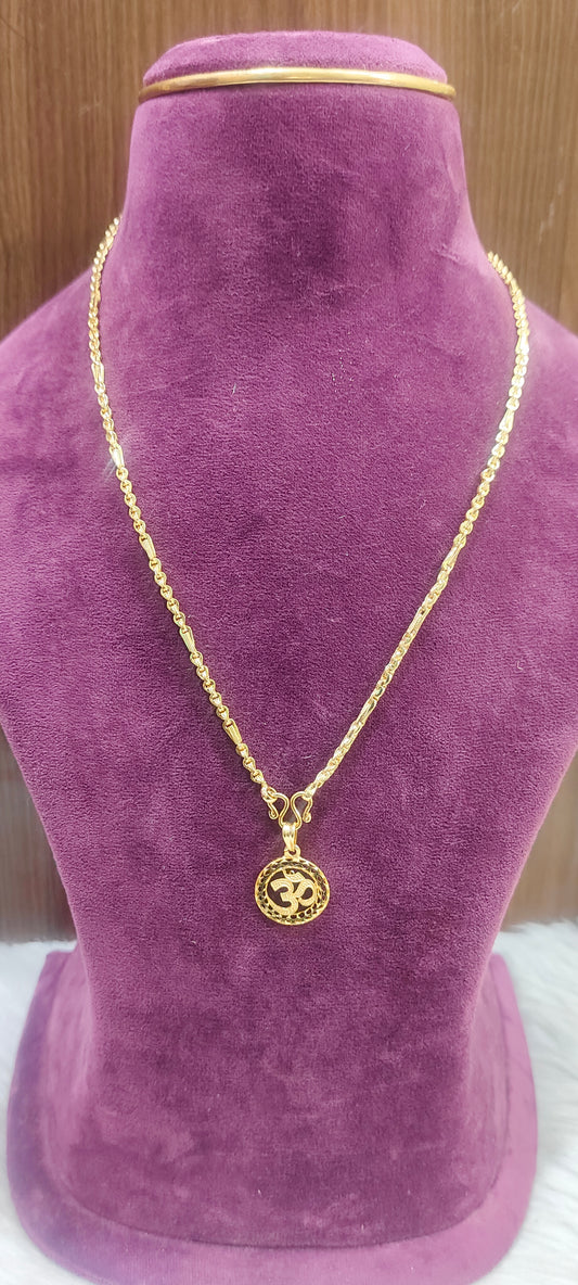 Premium micro gold plated 20" 5+1 Chain will om pendant chain