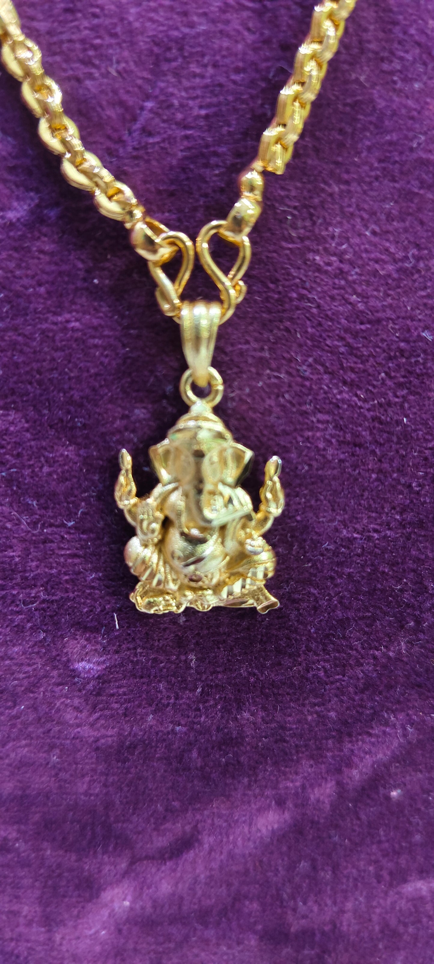 Gold look 20" length ganesh or hanuman pendant chain