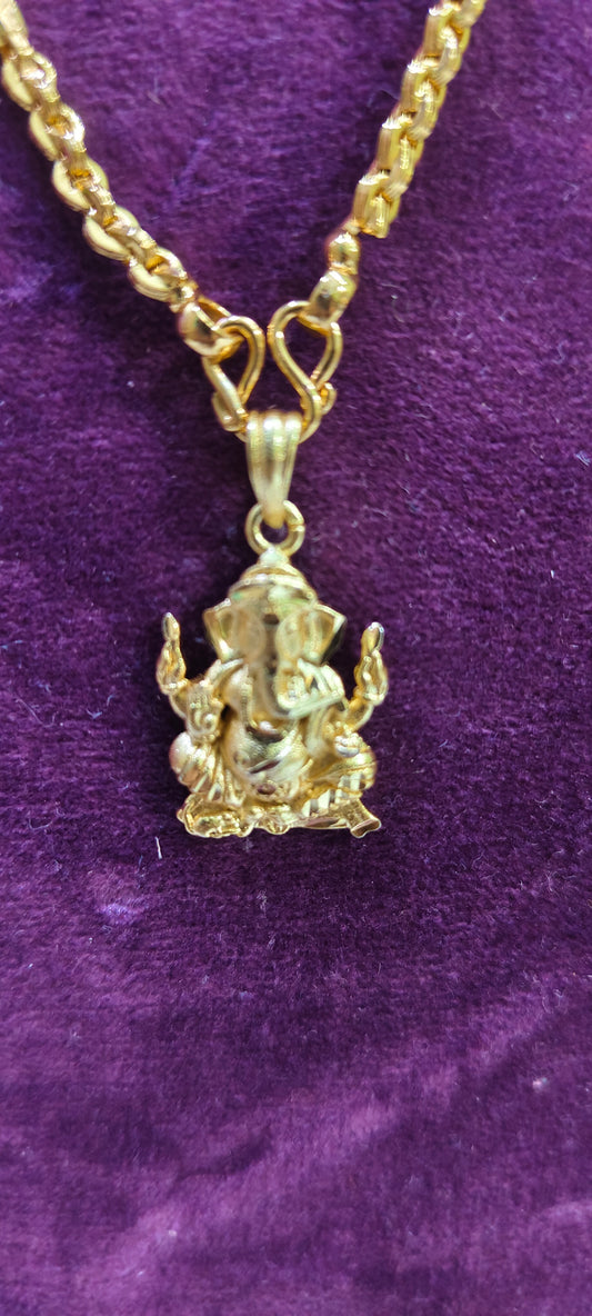 Gold look 20" length ganesh or hanuman pendant chain