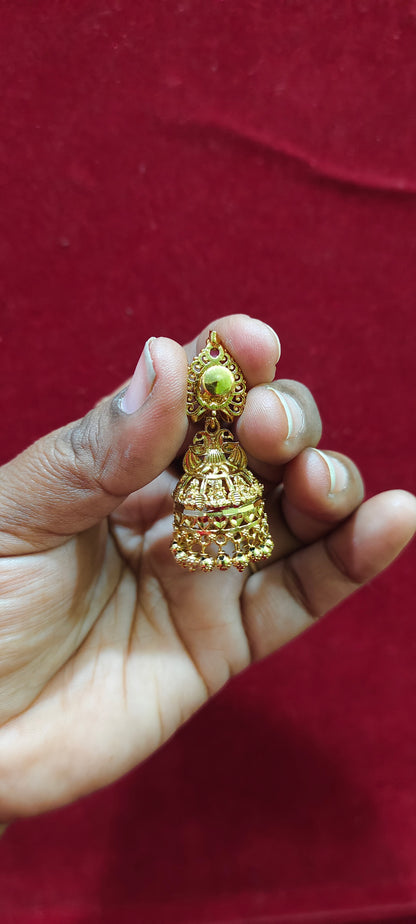 Premium nakshi kasu jumkas and earchains combo